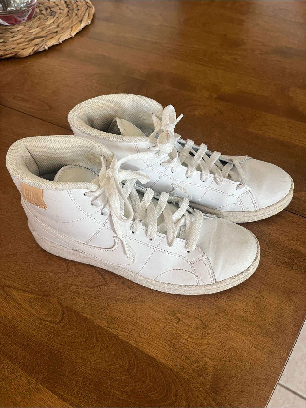 Nike White Mid-Top Leather Sneakers